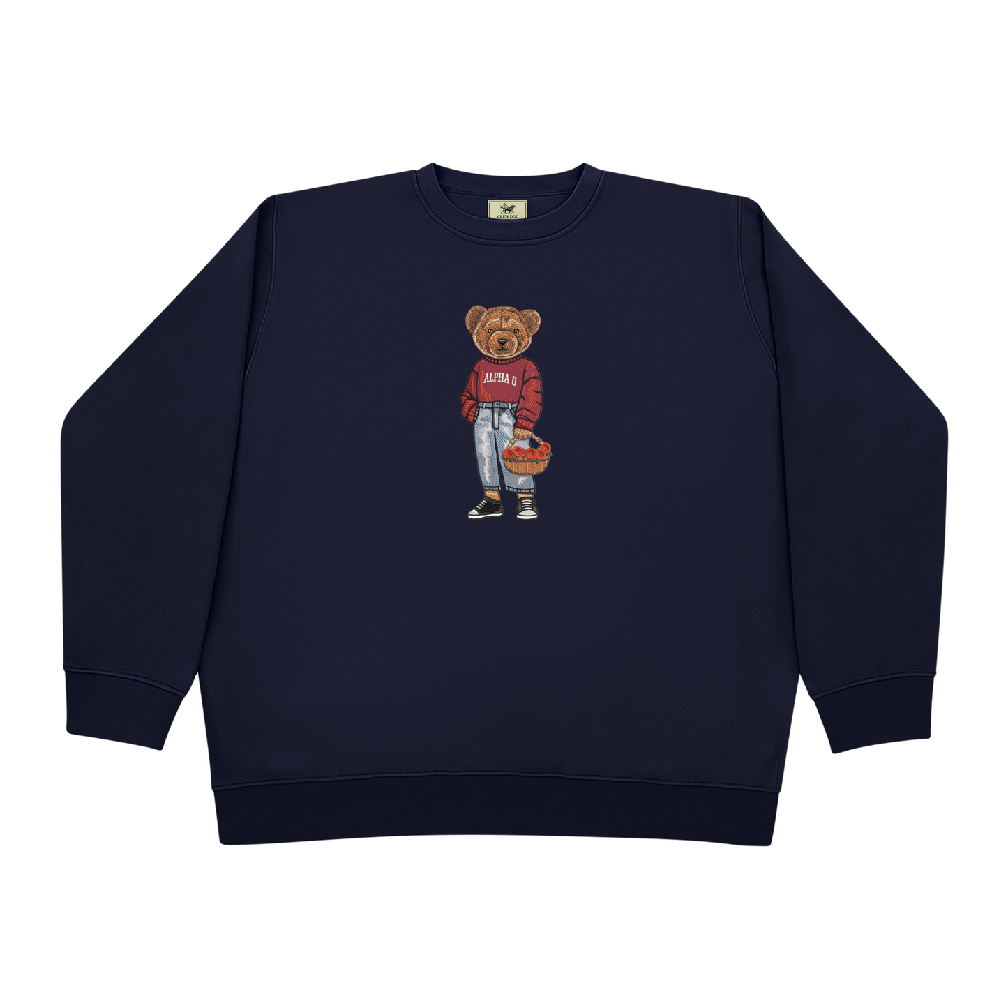 Alpha Omicron Pi Flowers Embroidered Crewneck