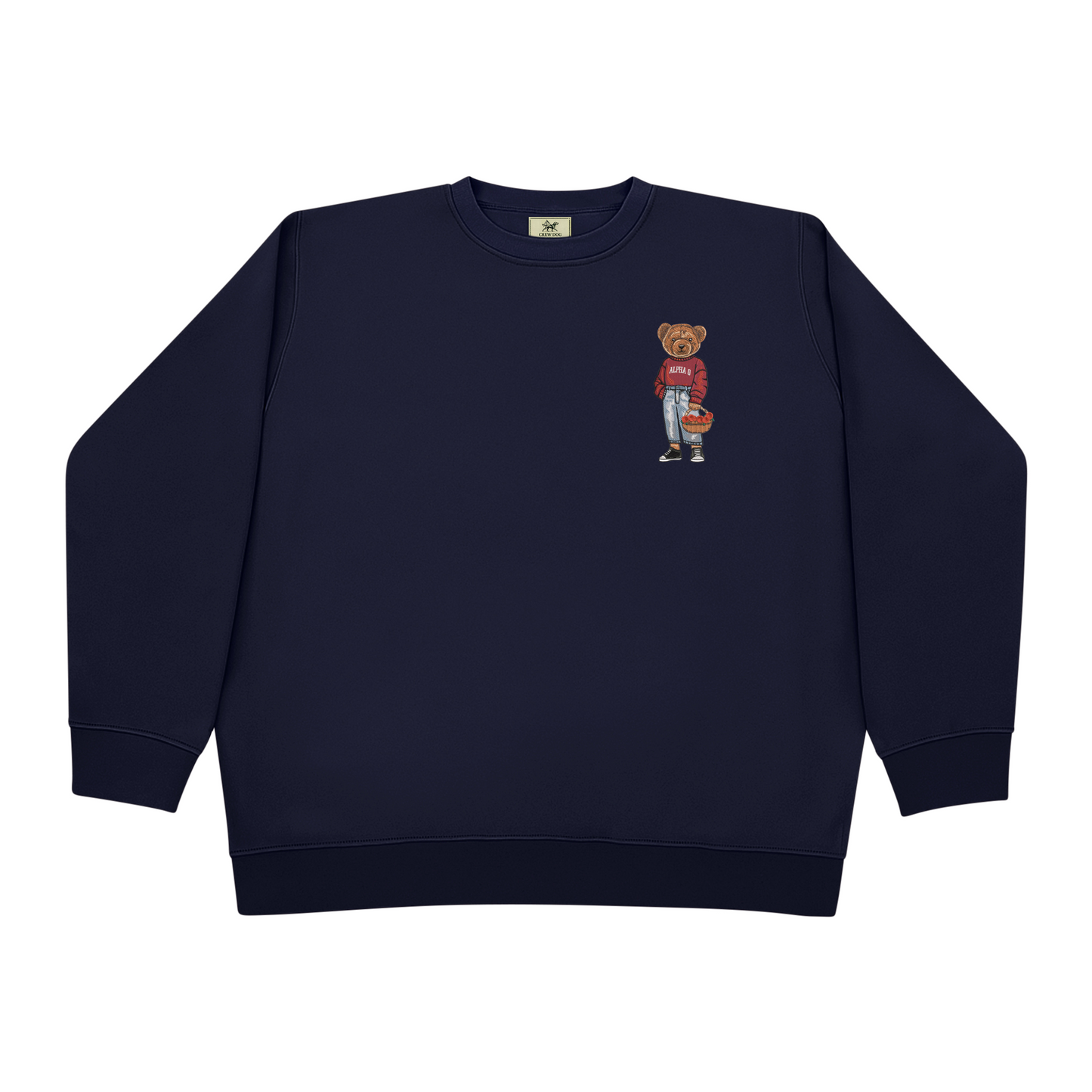 Alpha Omicron Pi Flowers Embroidered Crewneck