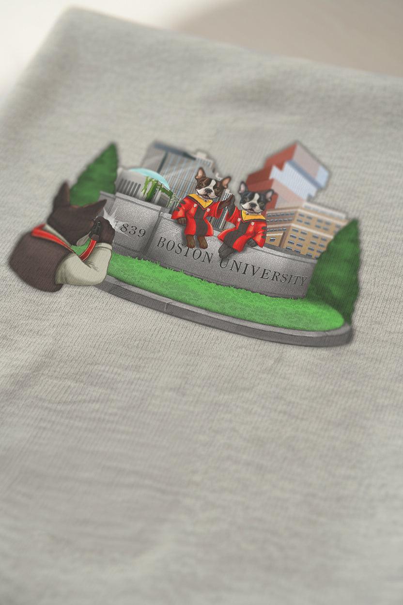 BU Building Screen-printed Hoodie