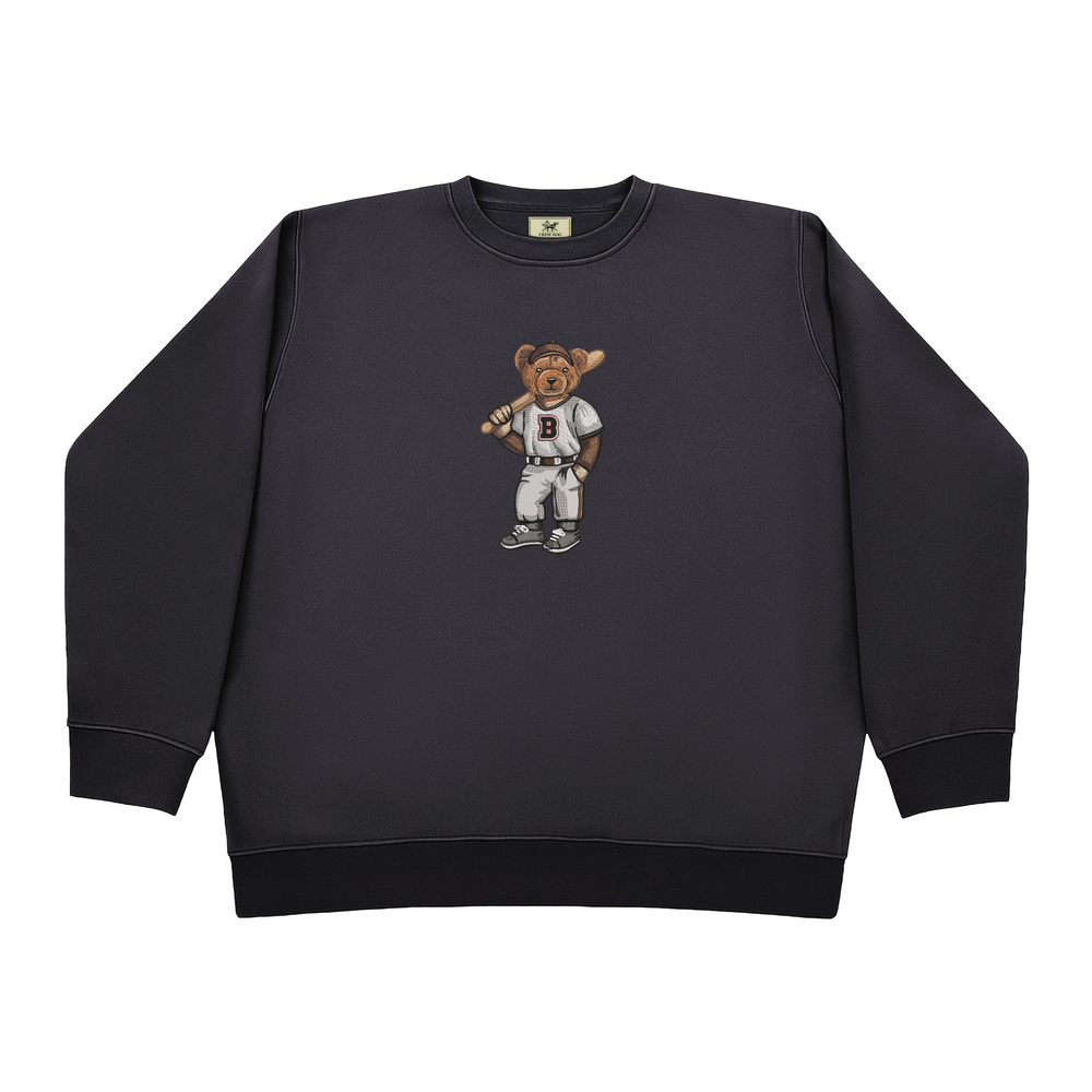 Brown Baseball Embroidered Crewneck