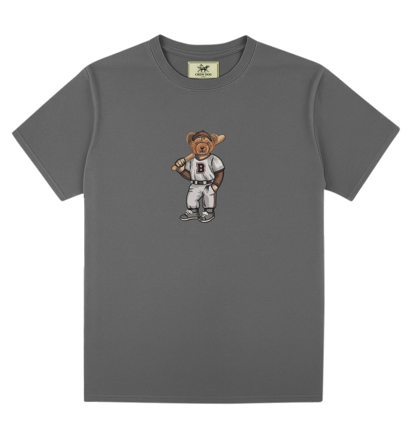 Brown Baseball Embroidered Tee