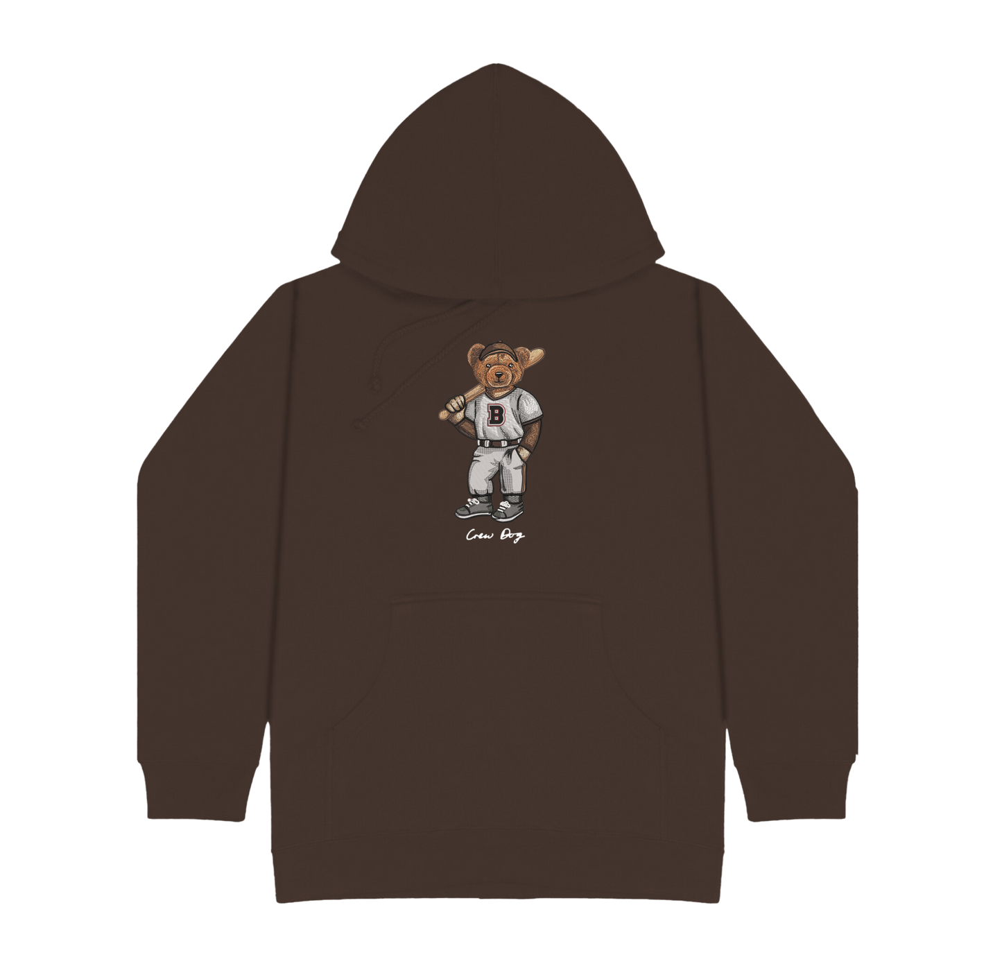 Brown Baseball Embroidered Hoodie