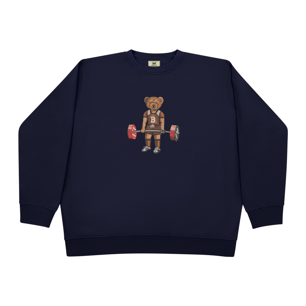 Brown Deadlifting Embroidered Crewneck