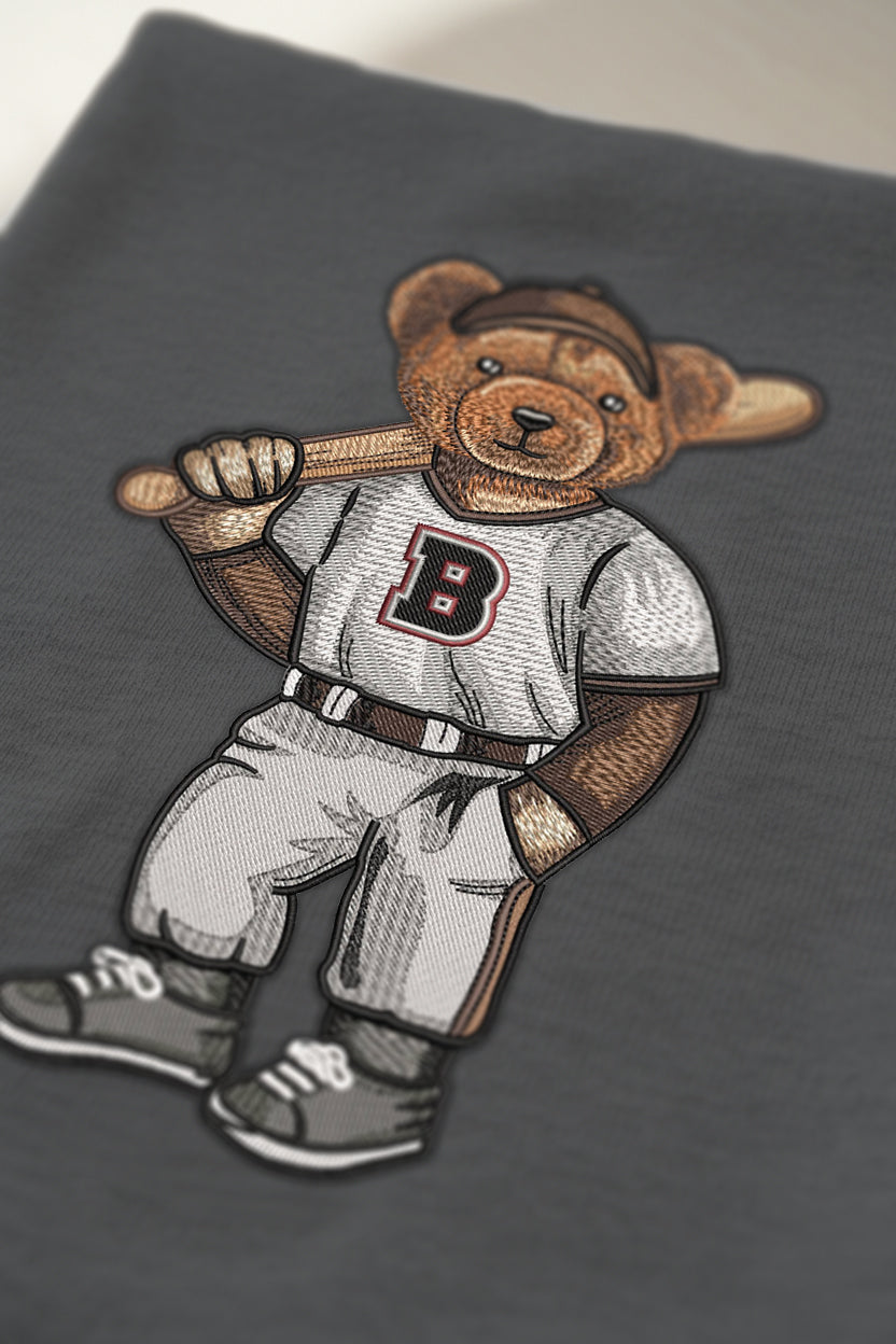 Brown Baseball Embroidered Tee