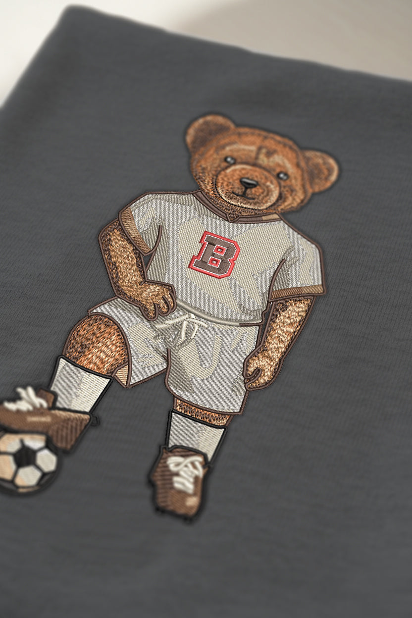 Brown Soccer Embroidered Hoodie