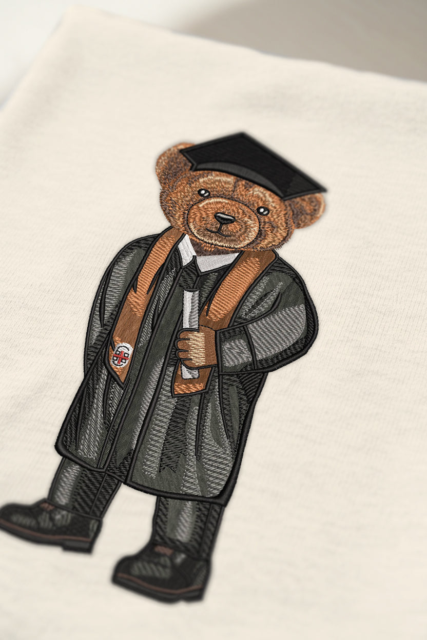 Brown Graduation Embroidered Hoodie