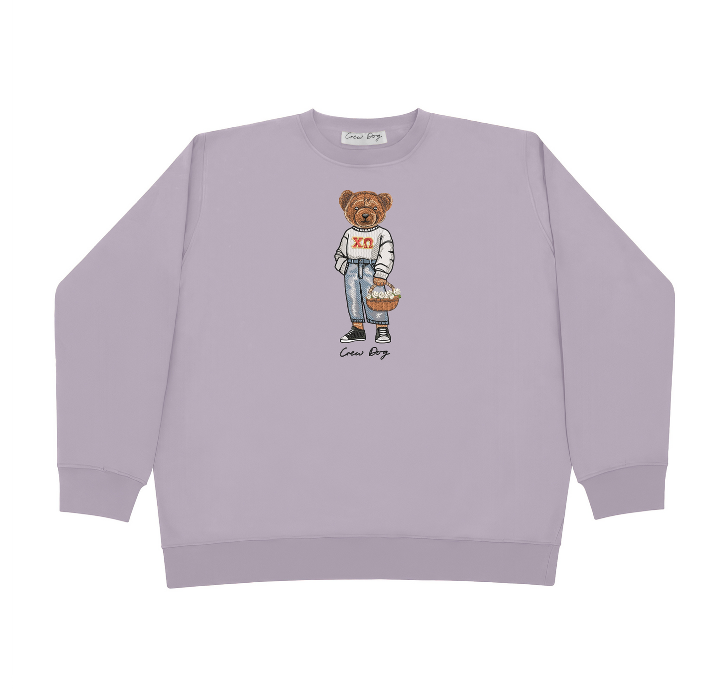 XΩ Flowers Embroidered Crewneck