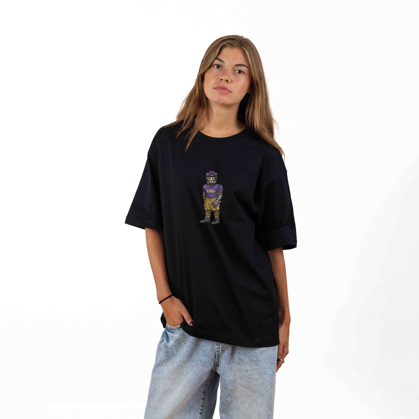 LSU Football Embroidered Tee