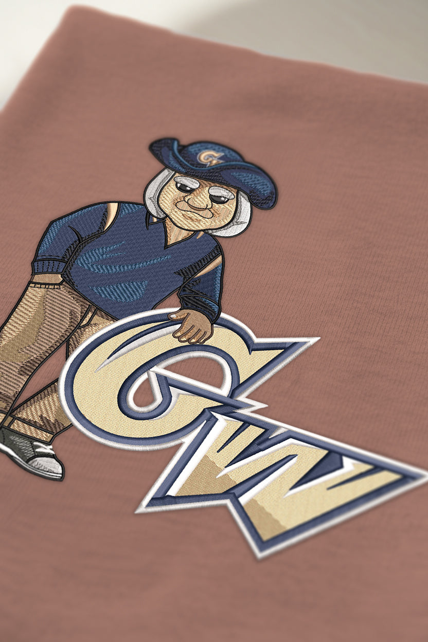 George Washington Block Letter Embroidered Crewneck