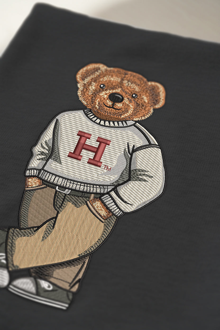 Harvard Cream Sweater Embroidered Hoodie