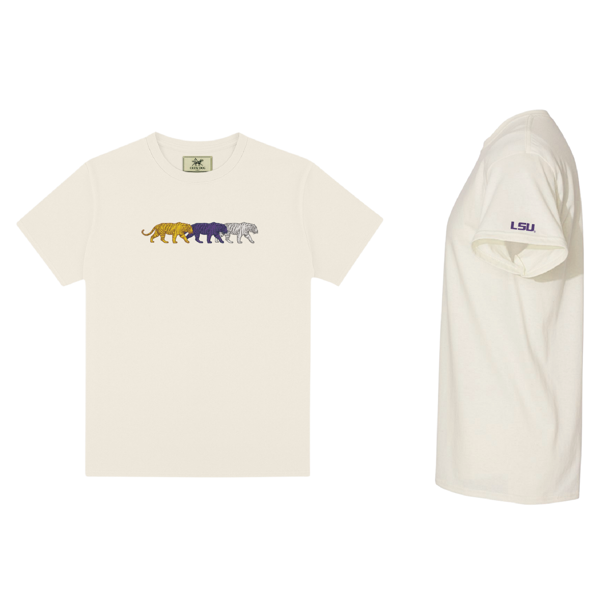 LSU 3 Colored Tigers Embroidered Tee