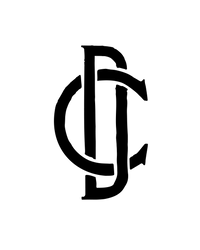 Black monogram on a white background

