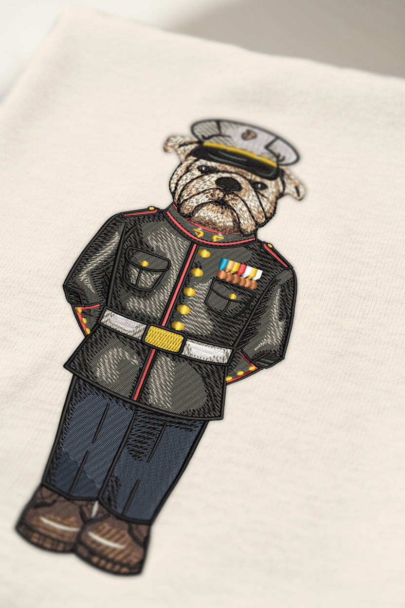 Marine Dress Blues Embroidered Tee