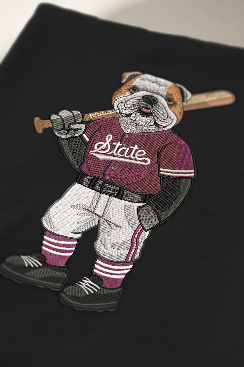 MS State Baseball Embroidered Hoodie