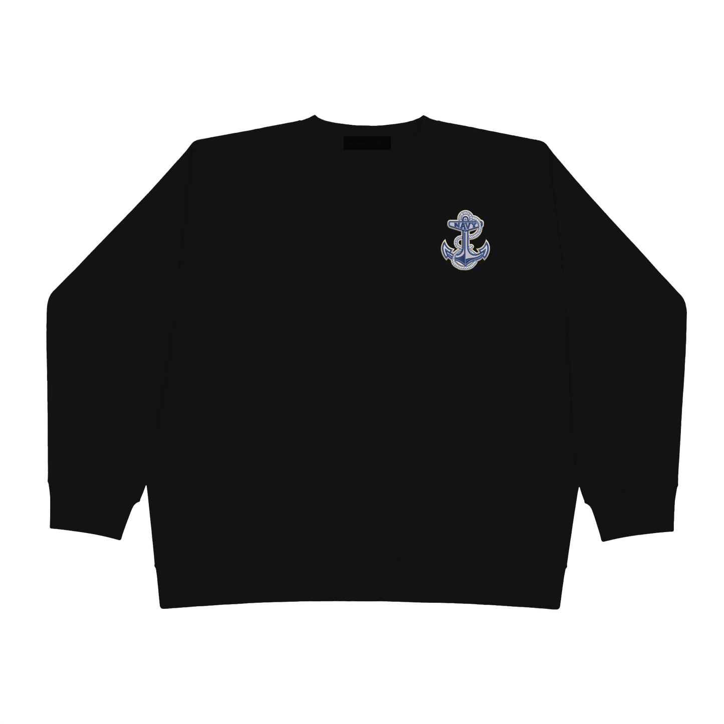 Navy Anchor Embroidered Crewneck