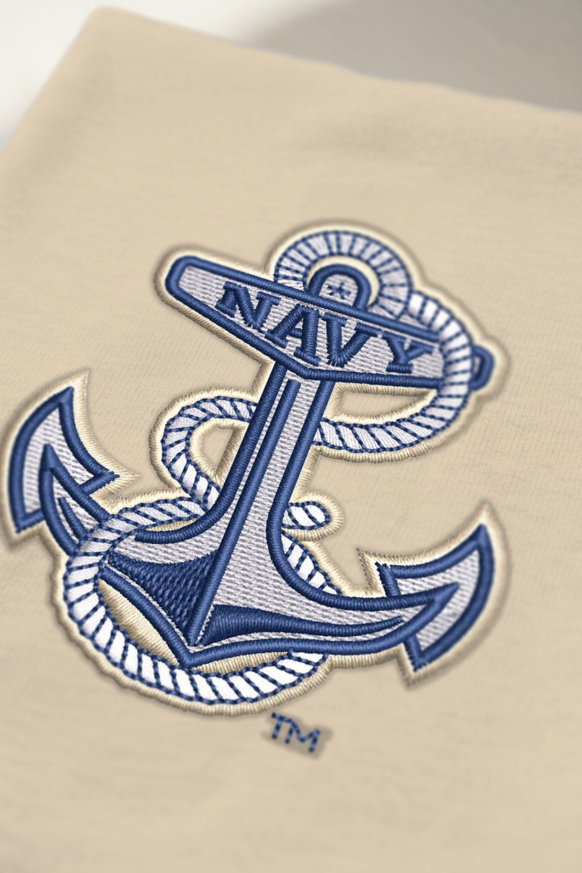 Navy Anchor Embroidered Hoodie