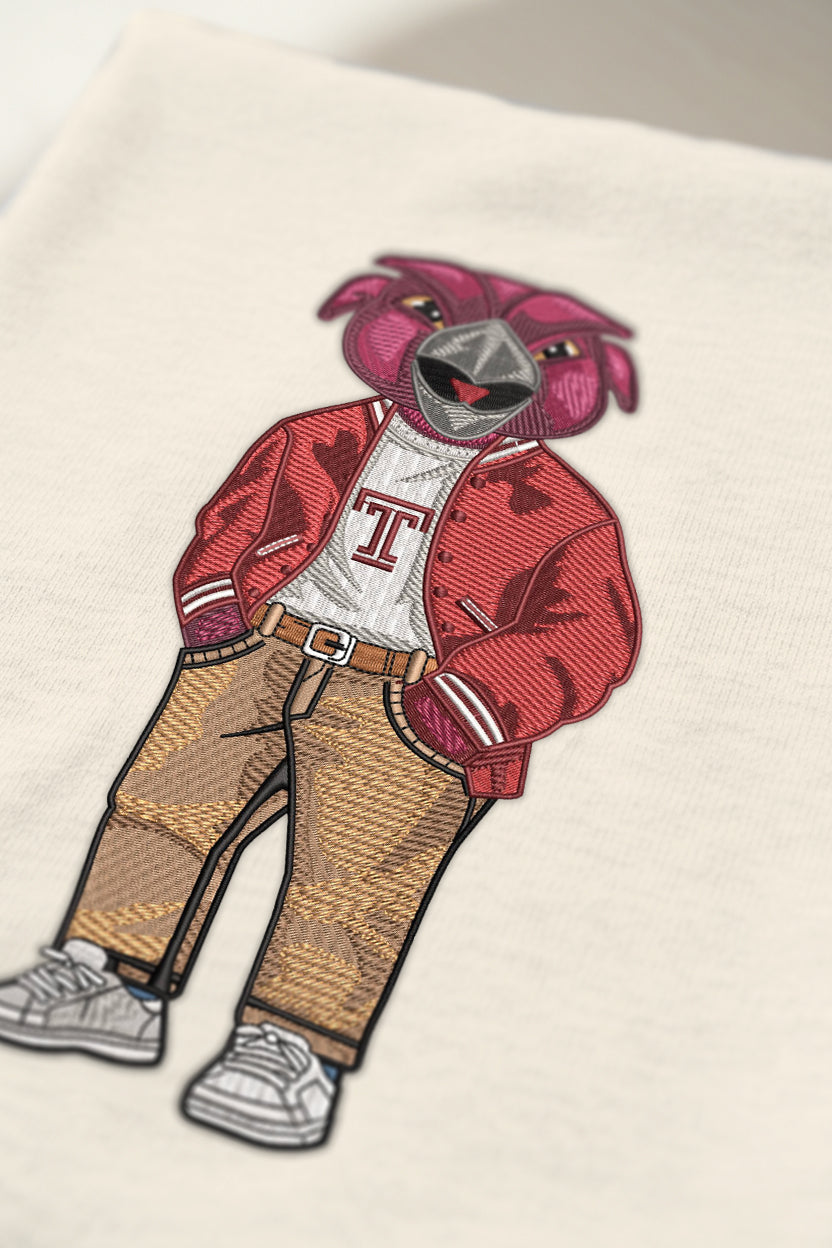 Temple Varsity Khaki Pants Embroidered Hoodie