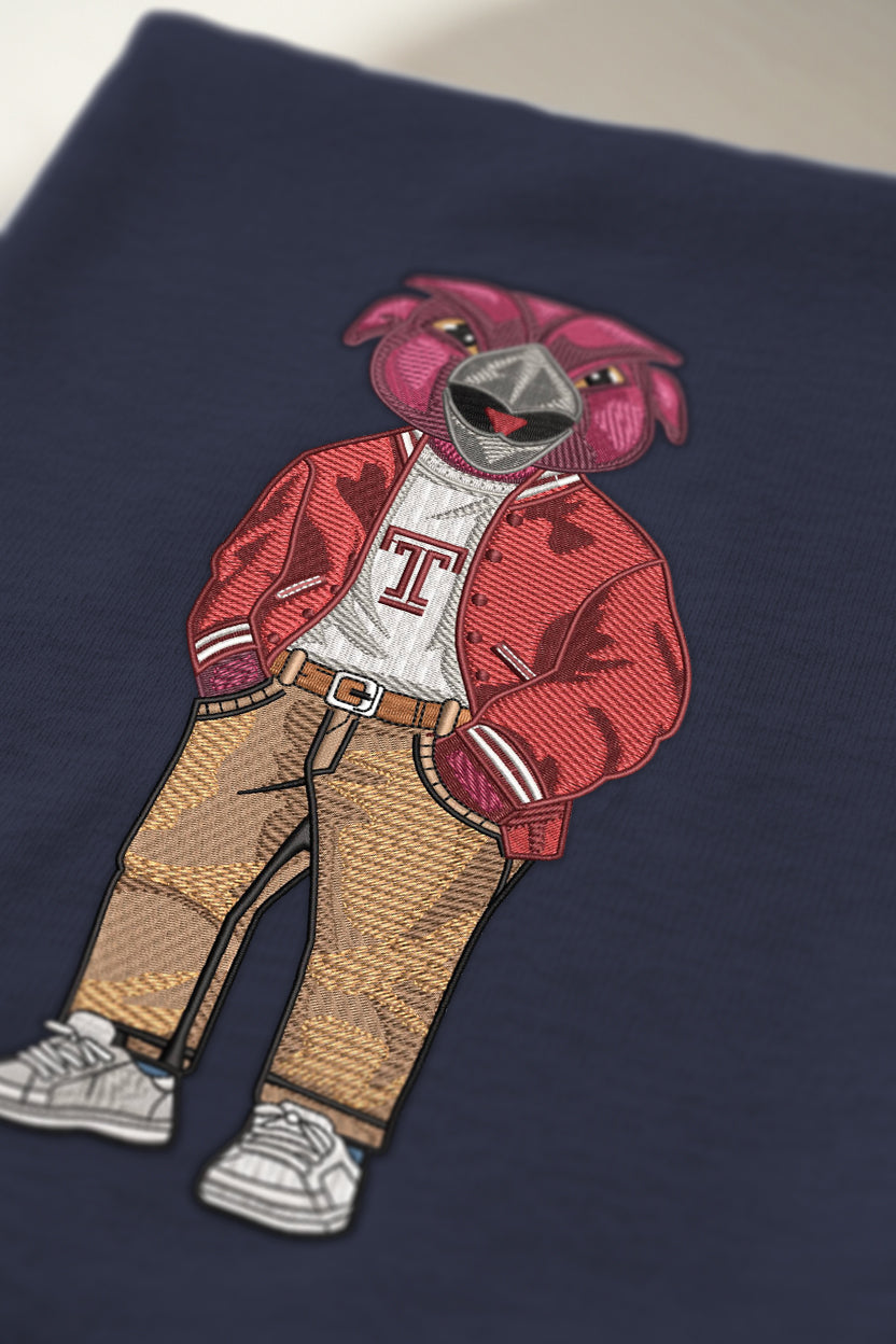 Temple Varsity Khaki Pants Embroidered Crewneck