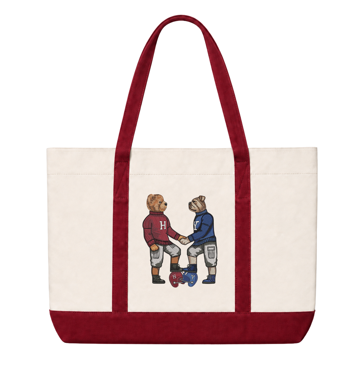 The Game Shaking Hands Embroidered Tote Bag