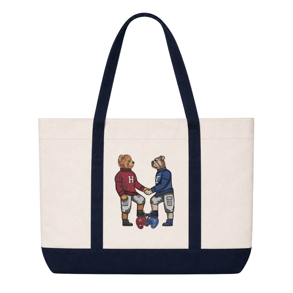 The Game Shaking Hands Embroidered Tote Bag