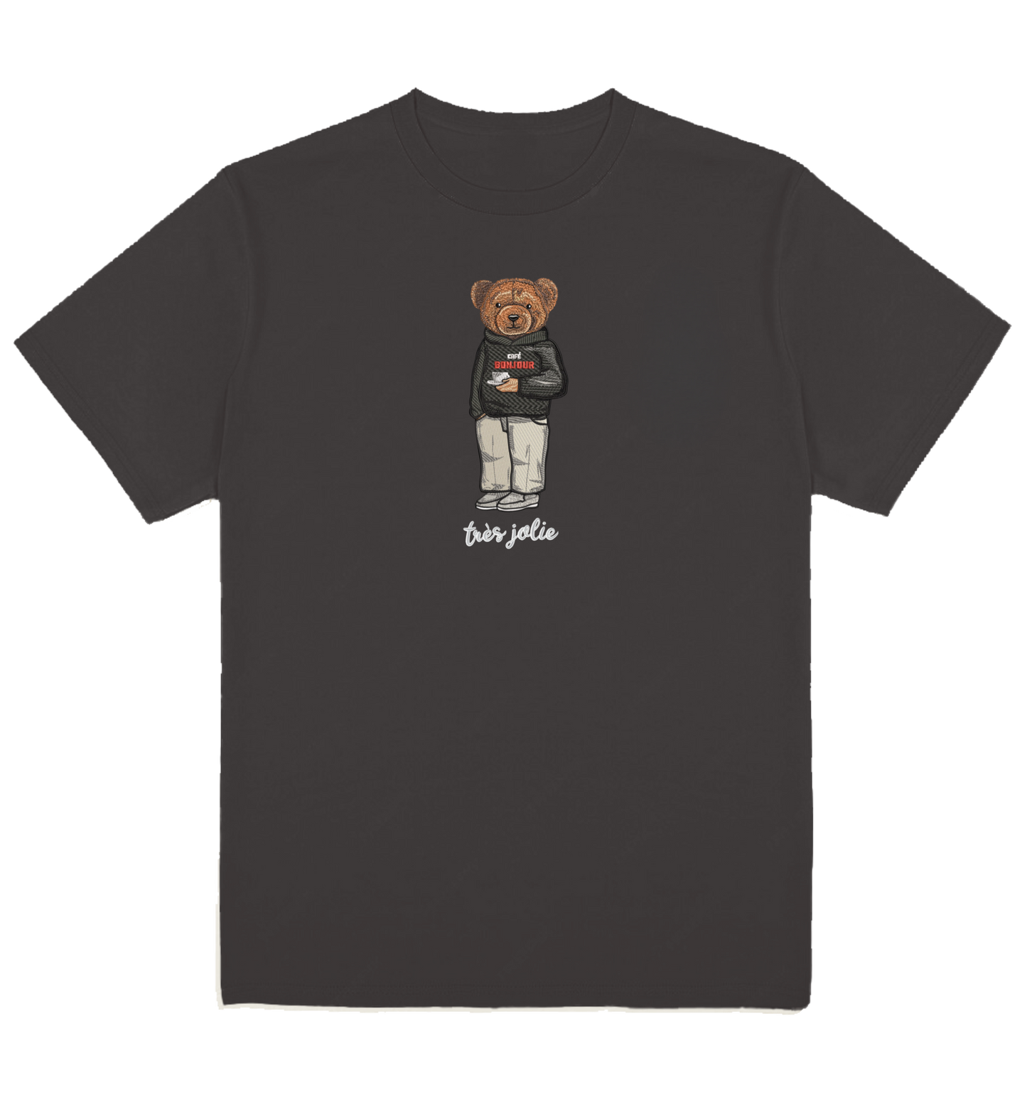 Cafe Bonjour Tres Jolie Embroidered Tee