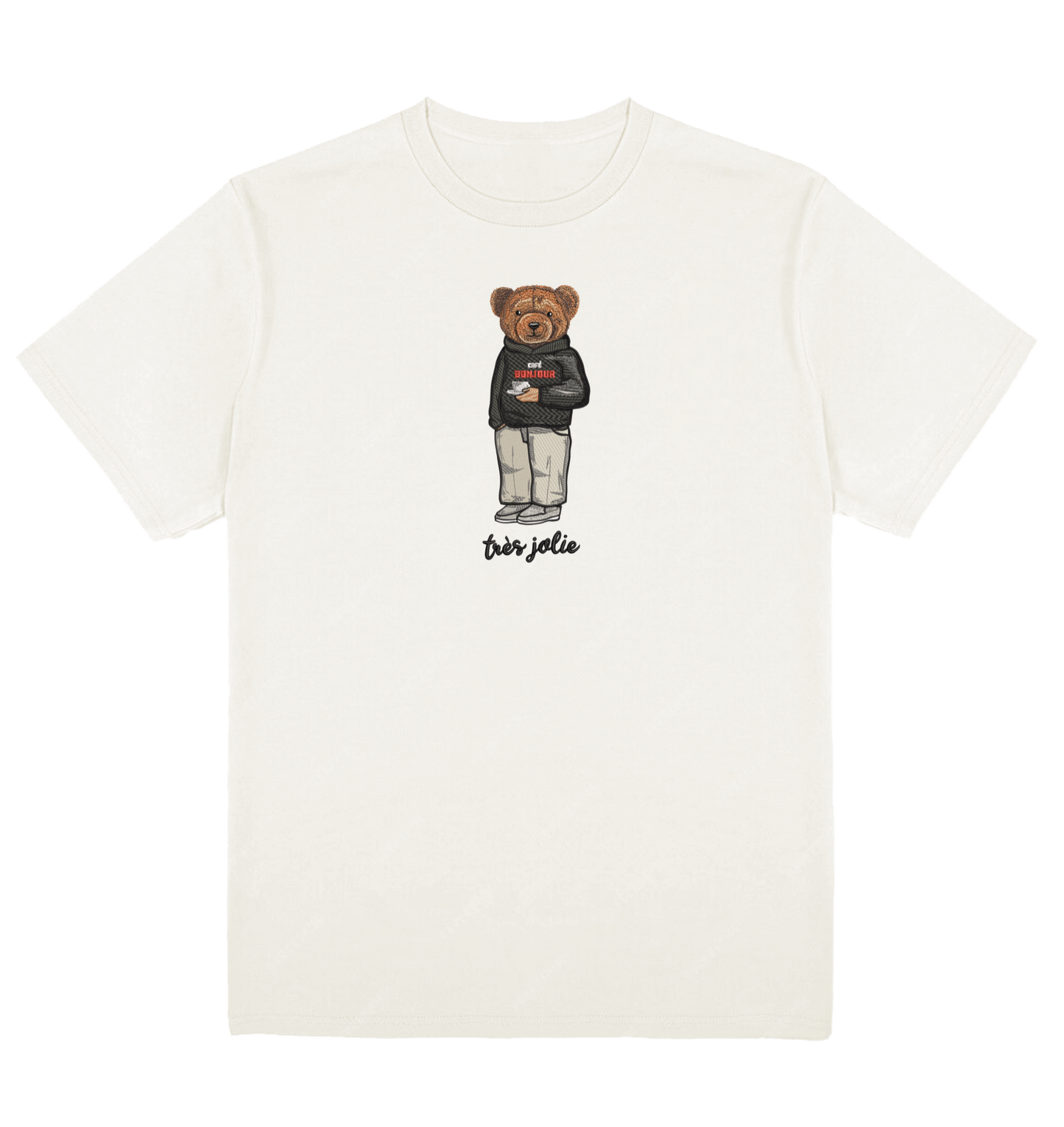 Cafe Bonjour Tres Jolie Embroidered Tee