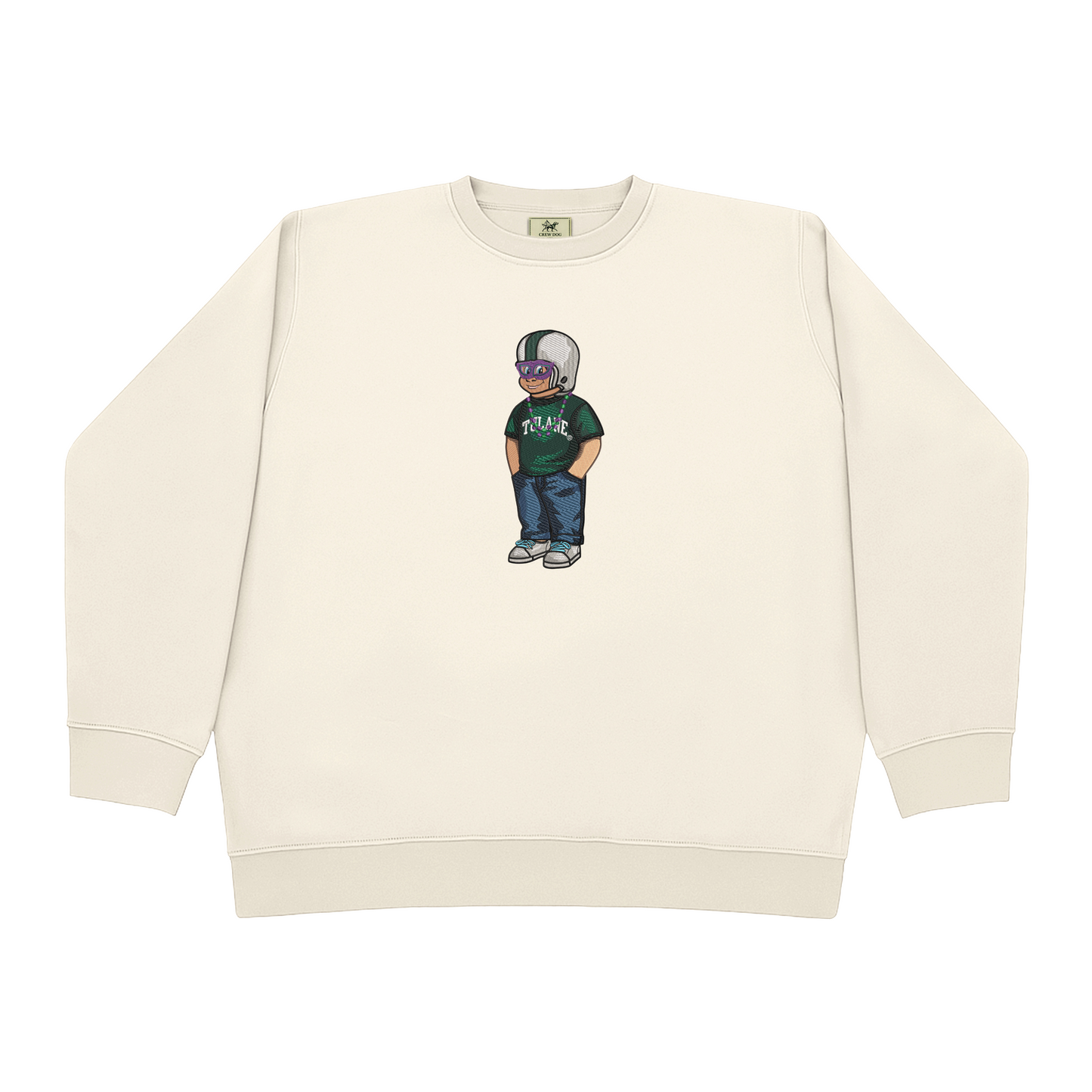 Tulane Mardi Gras Mask Embroidered Crewneck