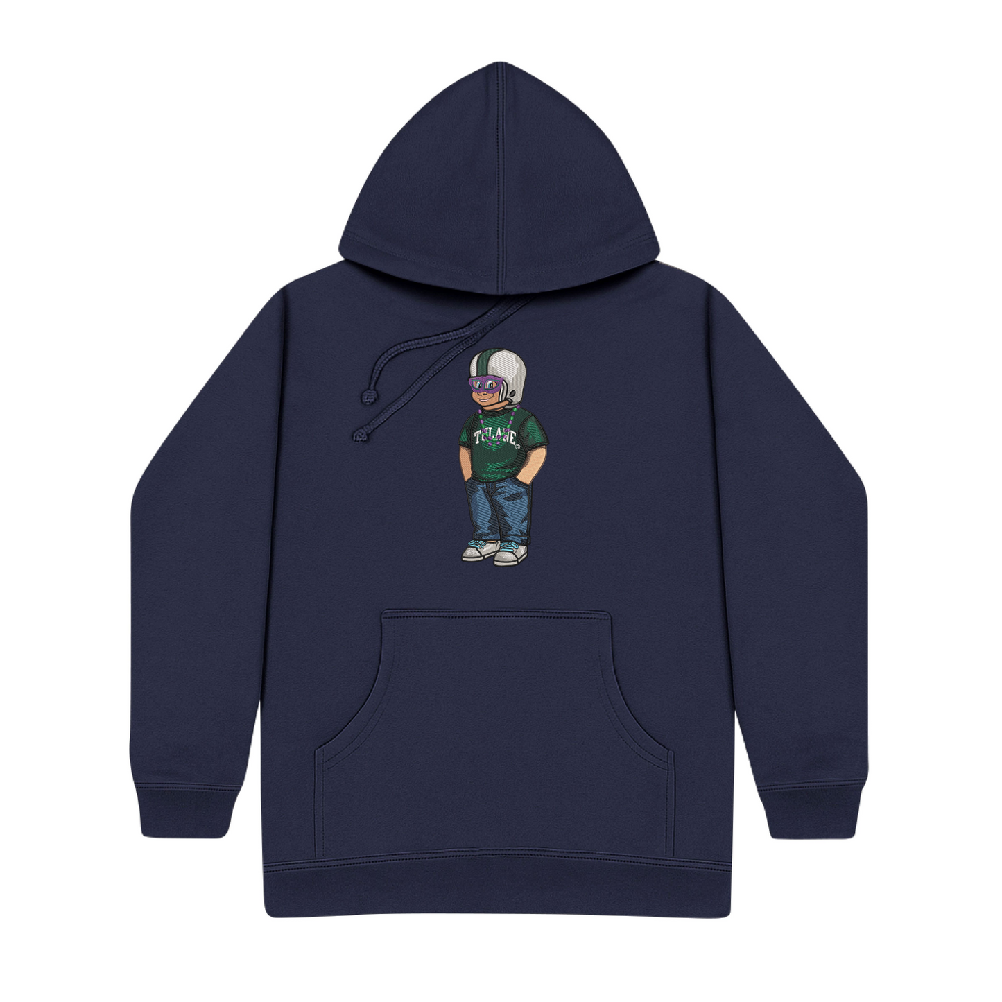 Tulane Mardi Gras Mask Embroidered Hoodie