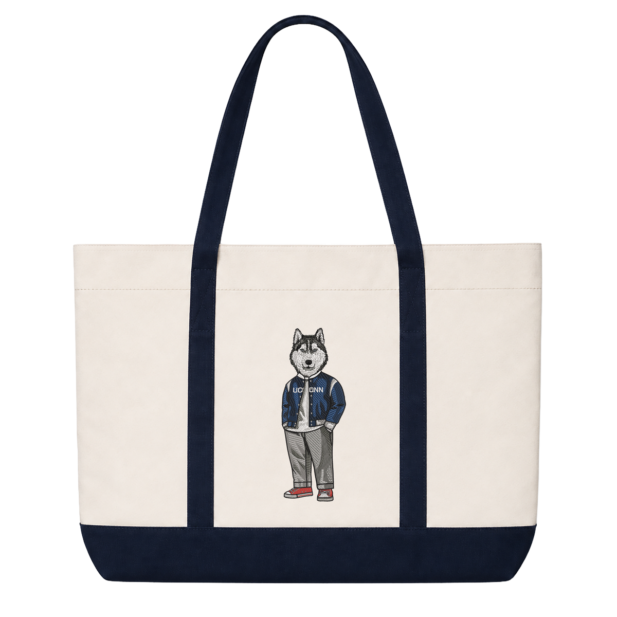 UConn Varsity Jacket Embroidered Tote Bag