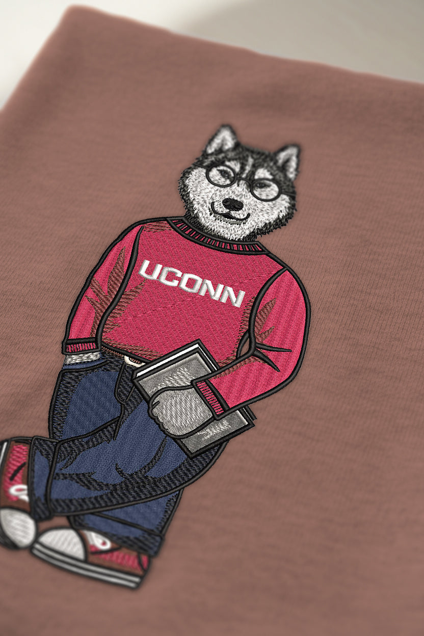 UConn Book Embroidered Crewneck