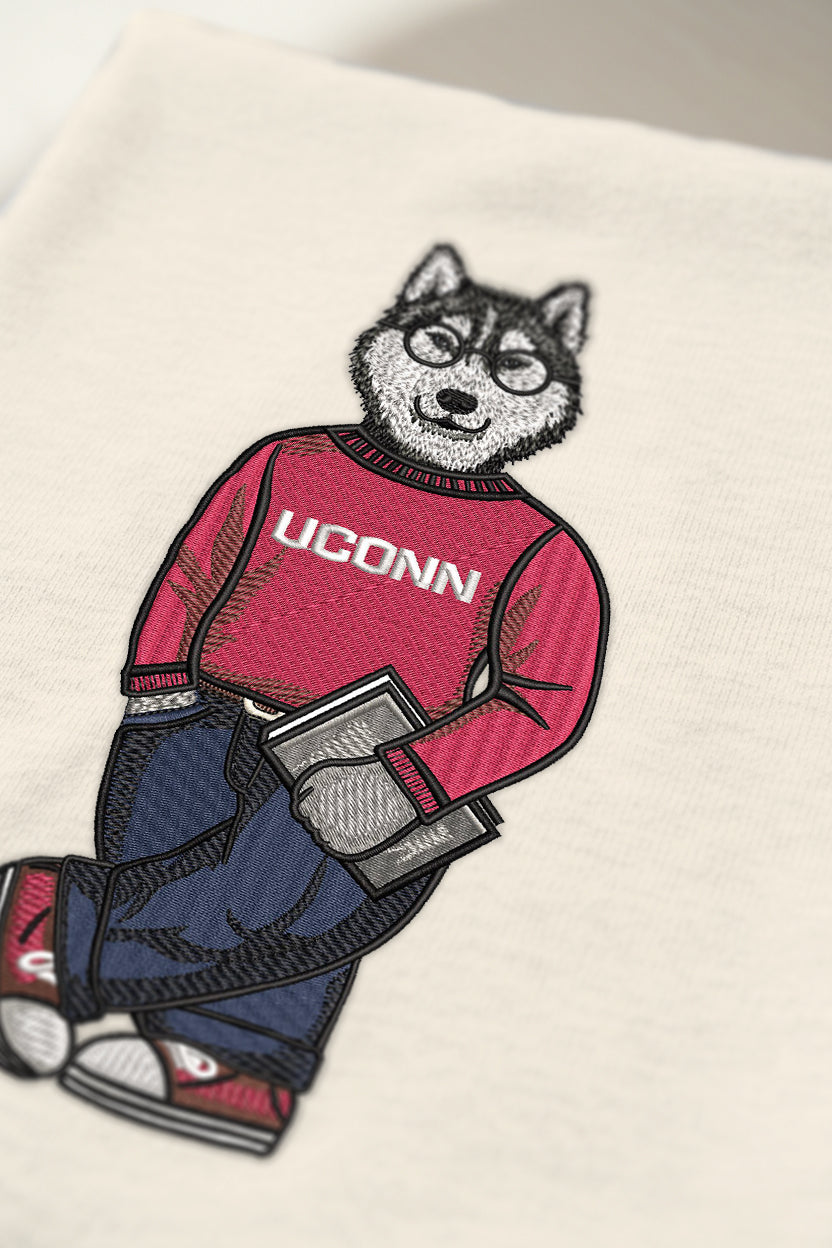 UConn Book Embroidered Tee