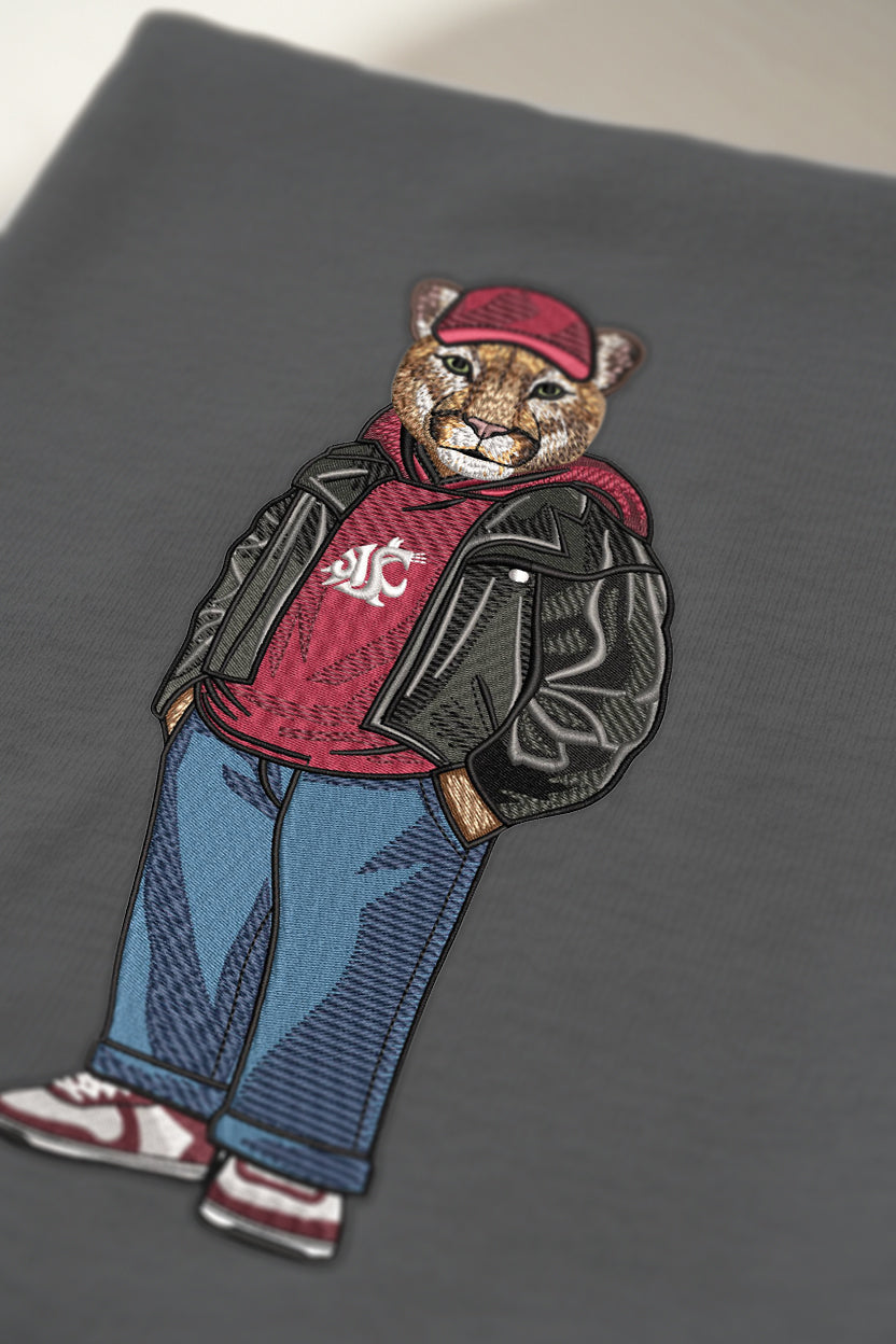 WSU Leather Jacket Embroidered Tee